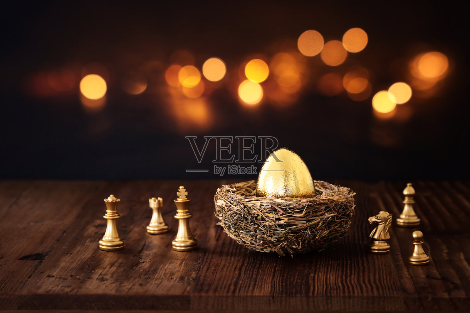 金蛋在巢里。投资、储蓄和养老金的概念照片摄影图片