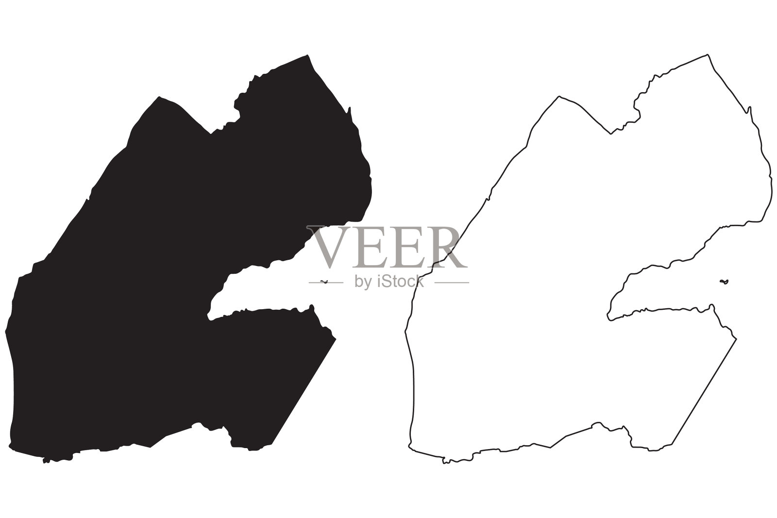 吉布提国家地图黑色剪影和轮廓插画图片素材