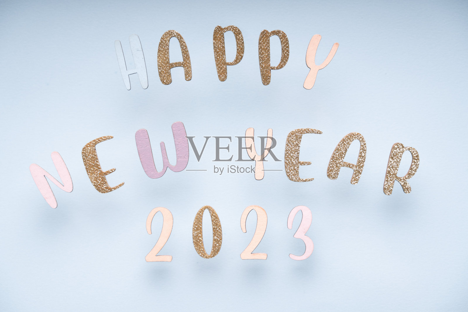 新年快乐最简单的彩色贺卡，框架，横幅与节日装饰照片摄影图片