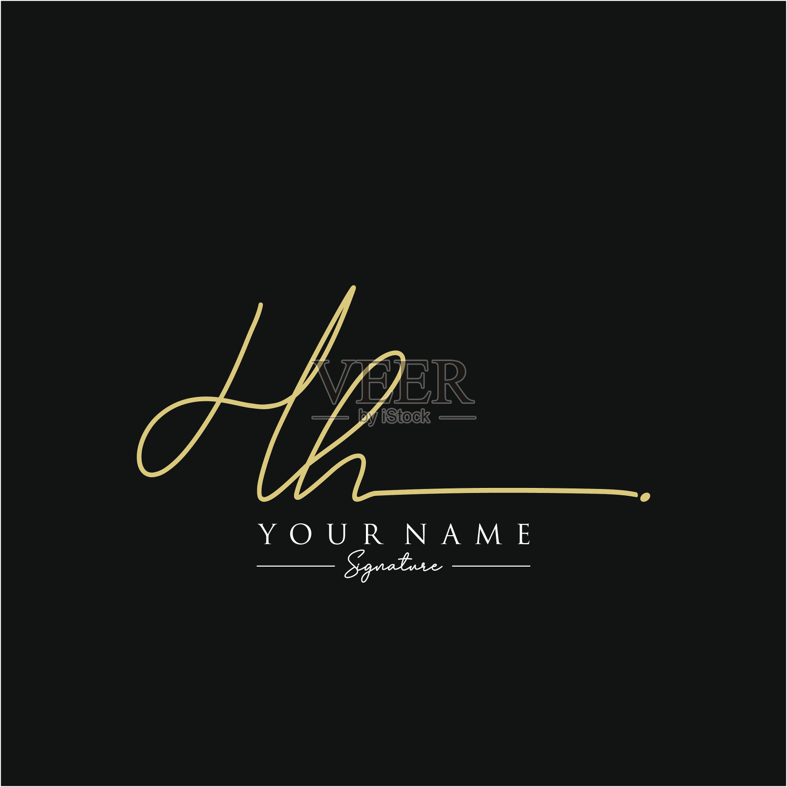 字母hh签名标志模板插画图片素材