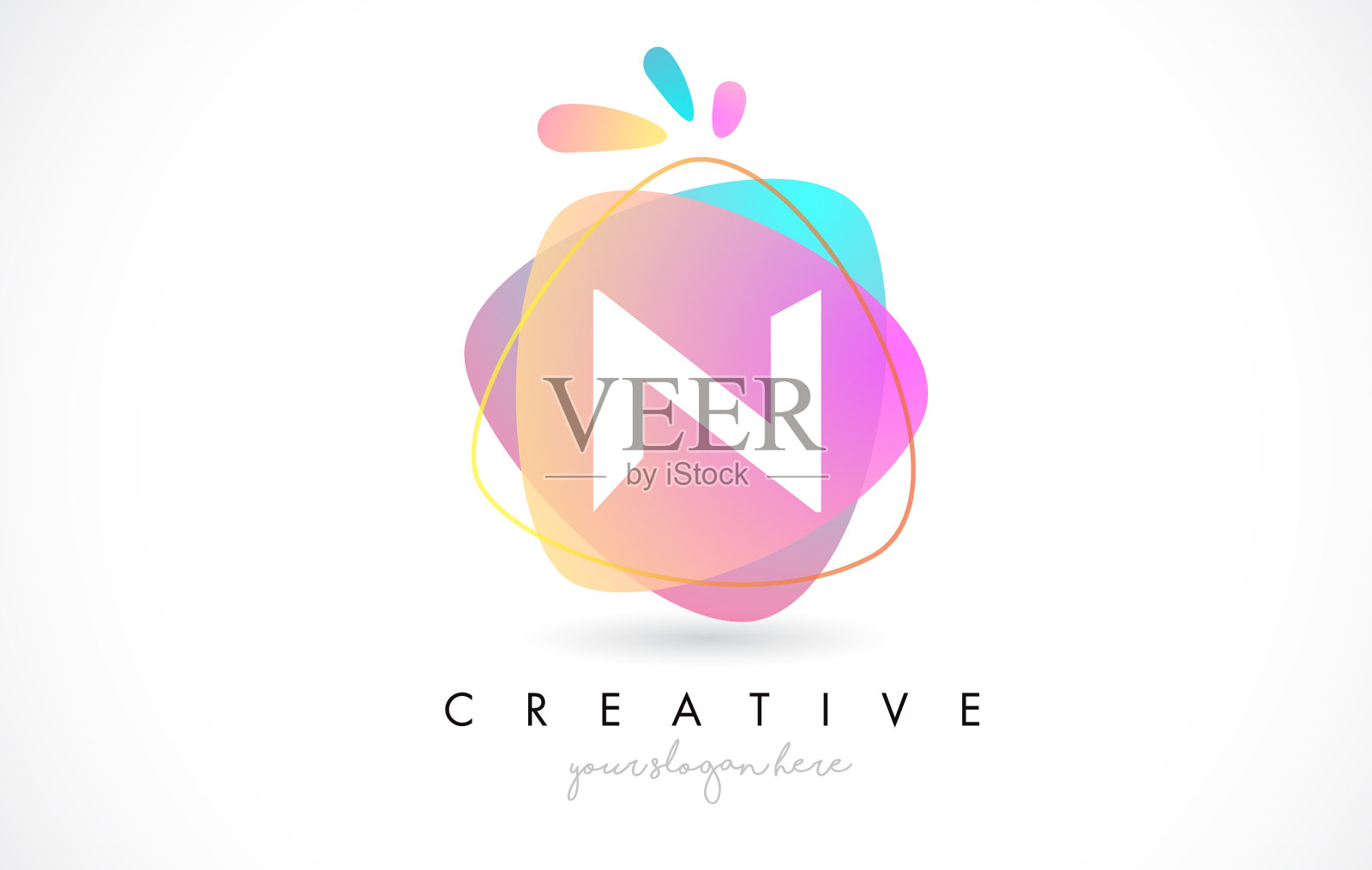 N字母标志设计，色彩鲜艳鲜艳插画图片素材