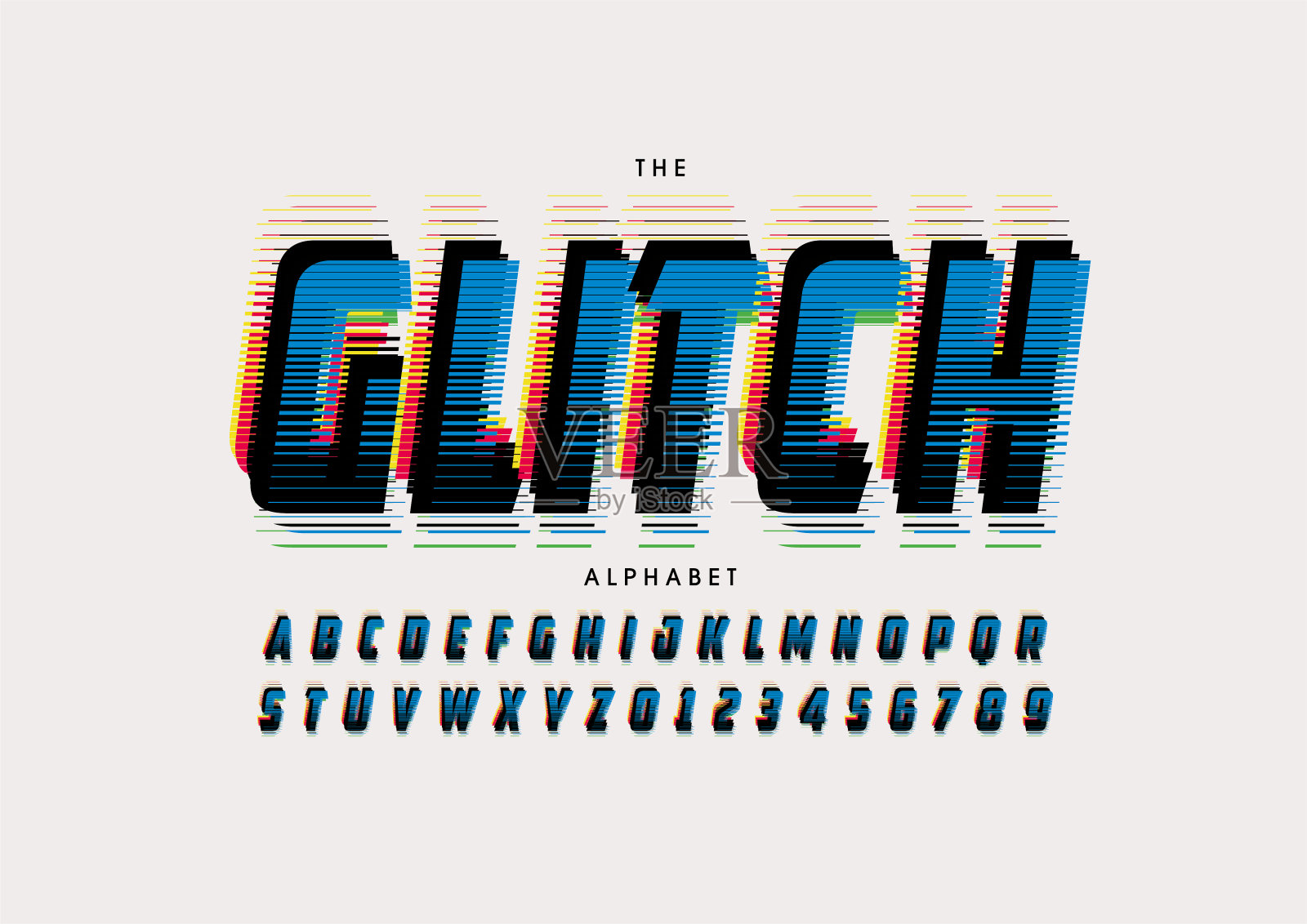 故障字母表插画图片素材