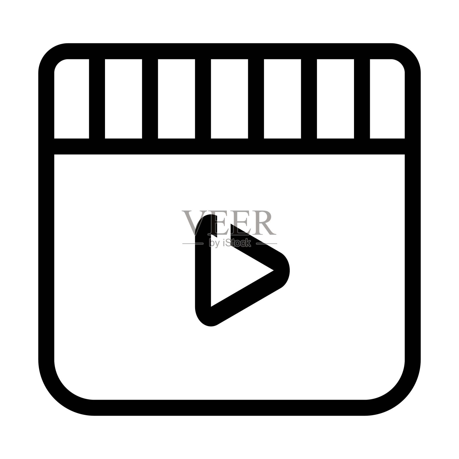 多媒体播放按钮图标。媒体播放器箭头符号。开始视频说明。完美的UI图标为网站和手机应用设计。图标素材