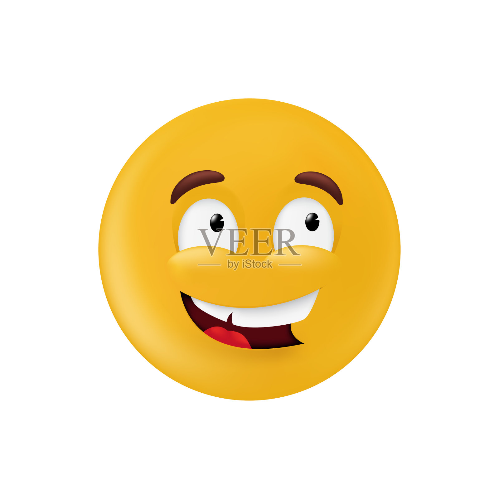 情感上的圆形。基本的几何图形和微笑的面部表情。矢量插图的黄色表情孤立在白色背景插画图片素材