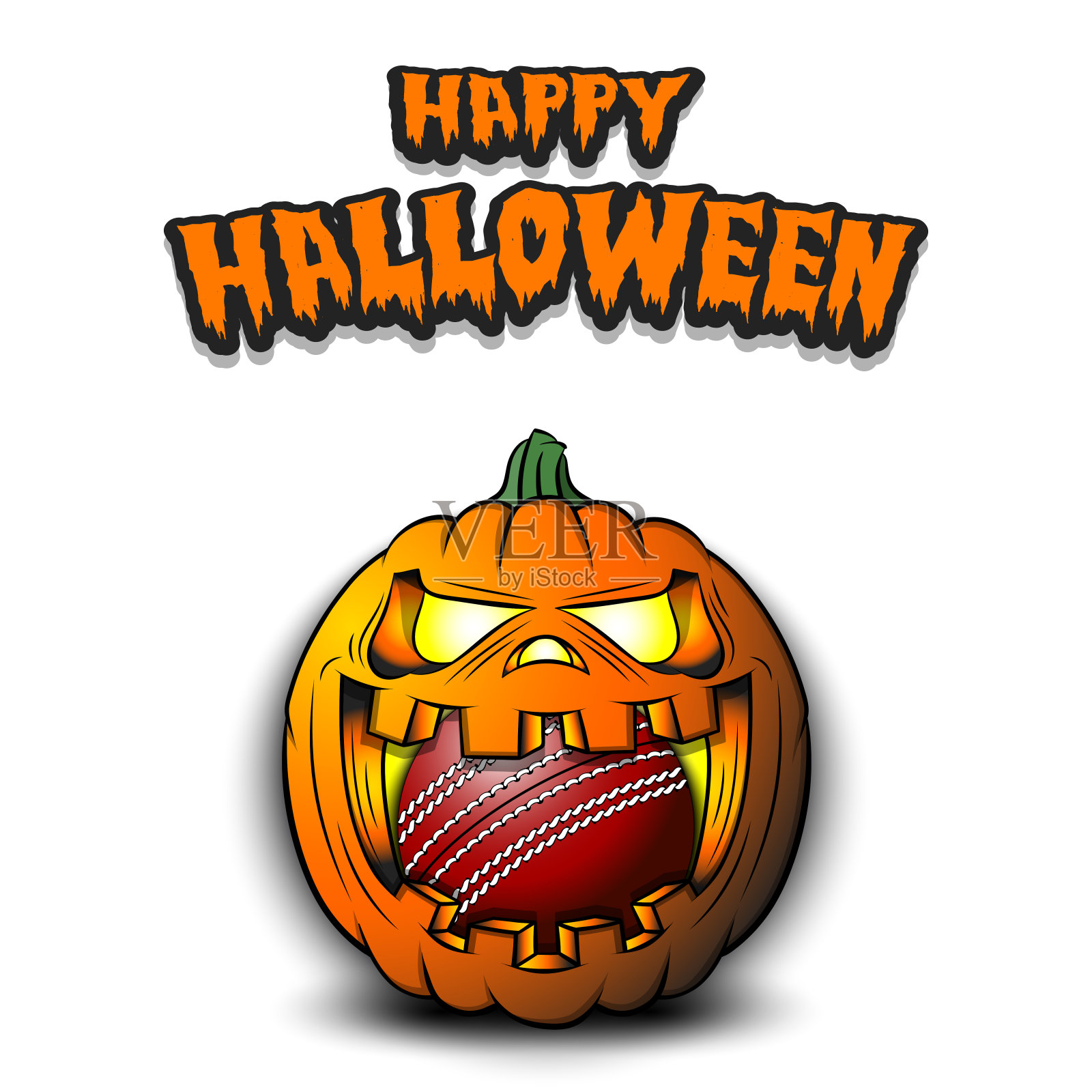 万圣节快乐。南瓜里的板球设计模板素材