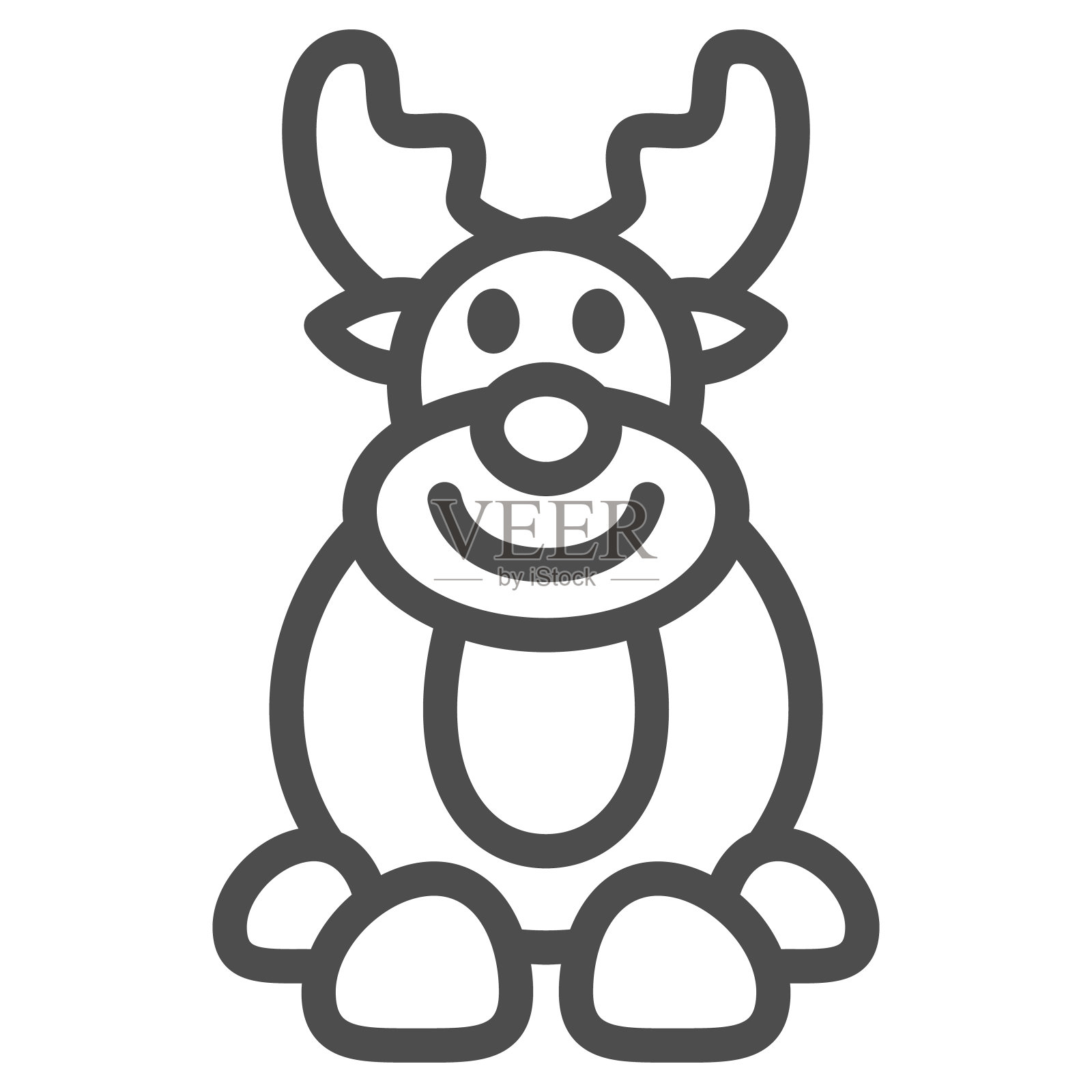 巧克力鹿线图标，巧克力节日概念，冬季假期糖果标志的白色背景，巧克力鹿在轮廓风格的移动概念和网页设计。矢量图形。插画图片素材