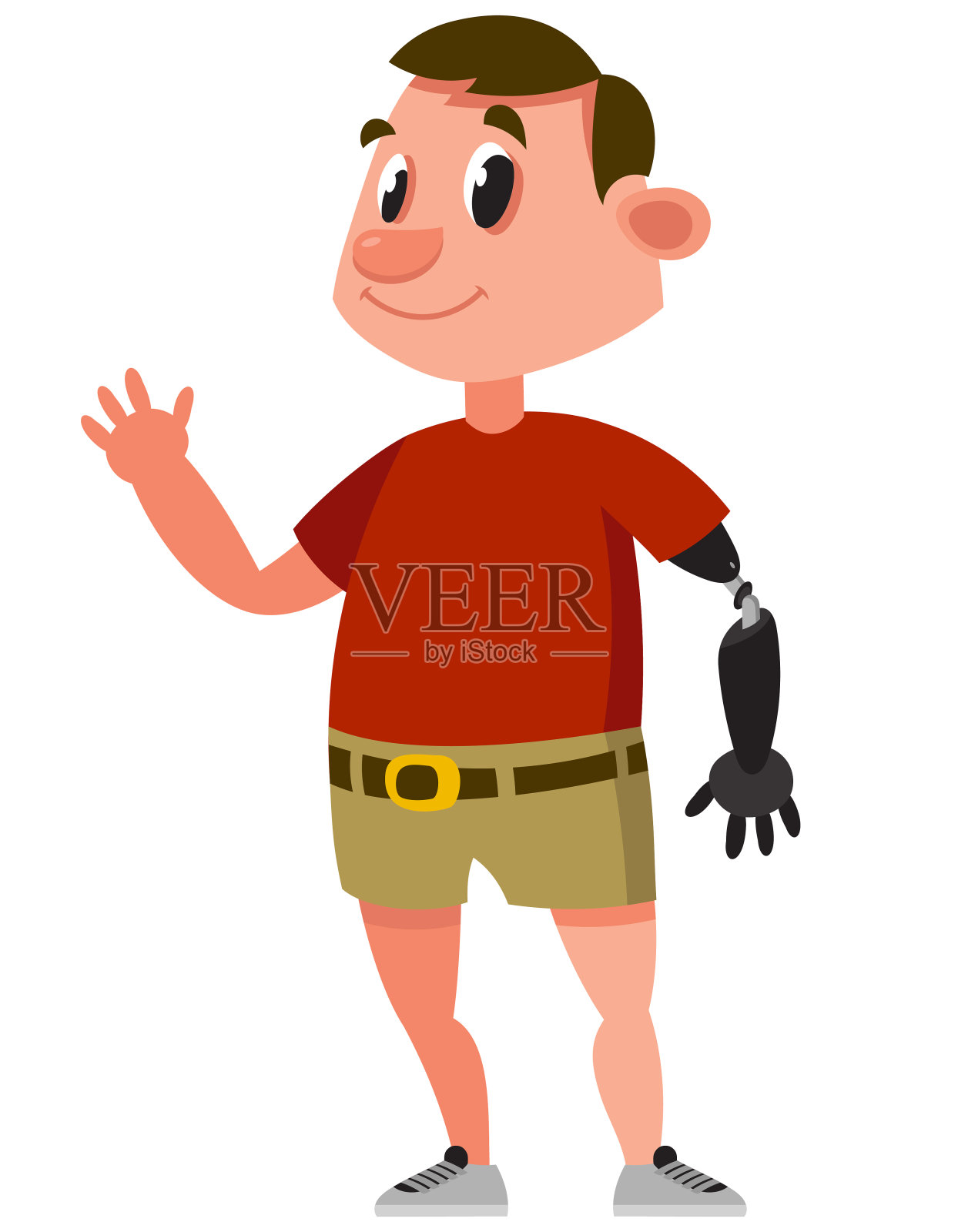 有假肢的男人。插画图片素材