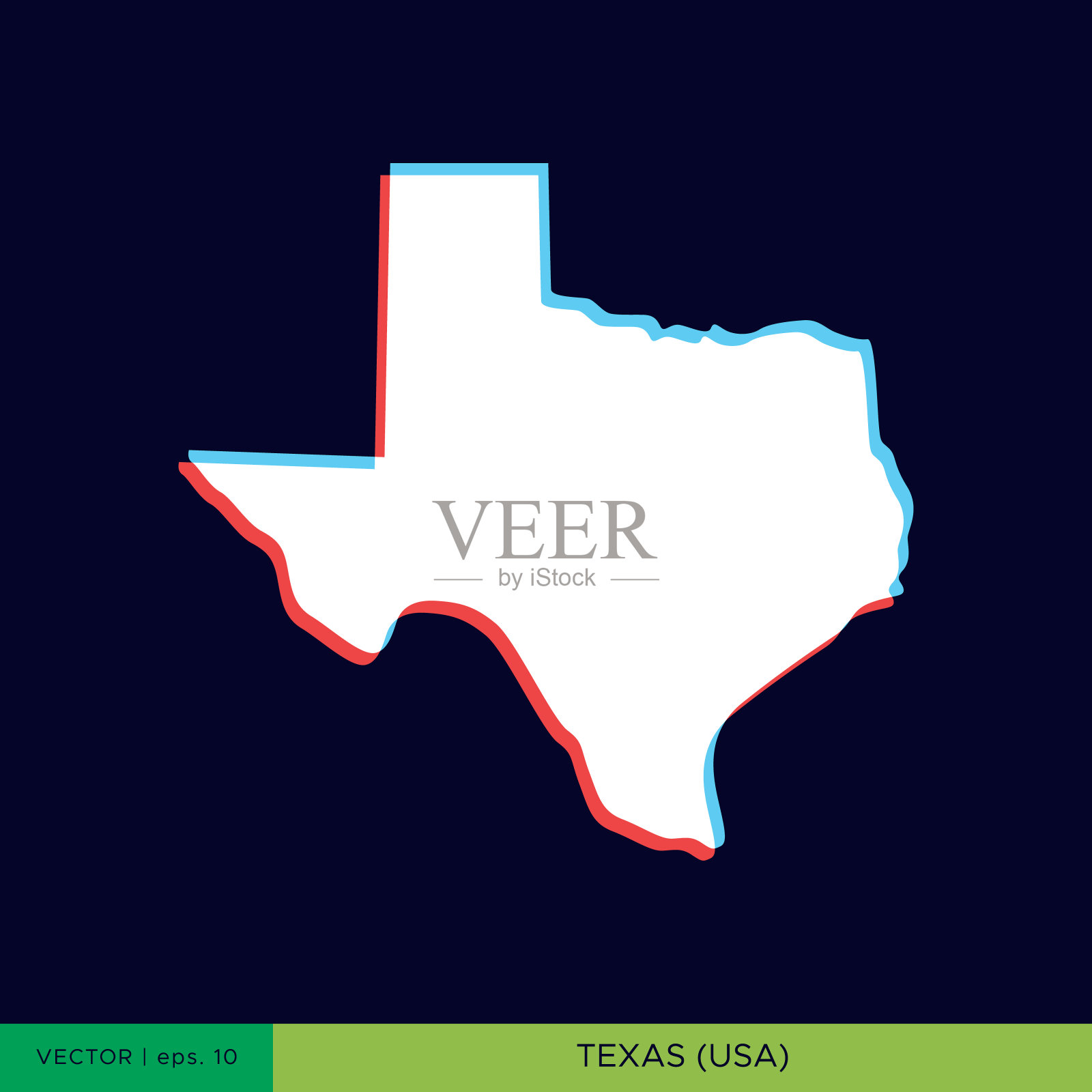 德克萨斯州-美国地图在黑暗的背景矢量股票插图设计模板。提纲上的两种颜色风格。插画图片素材