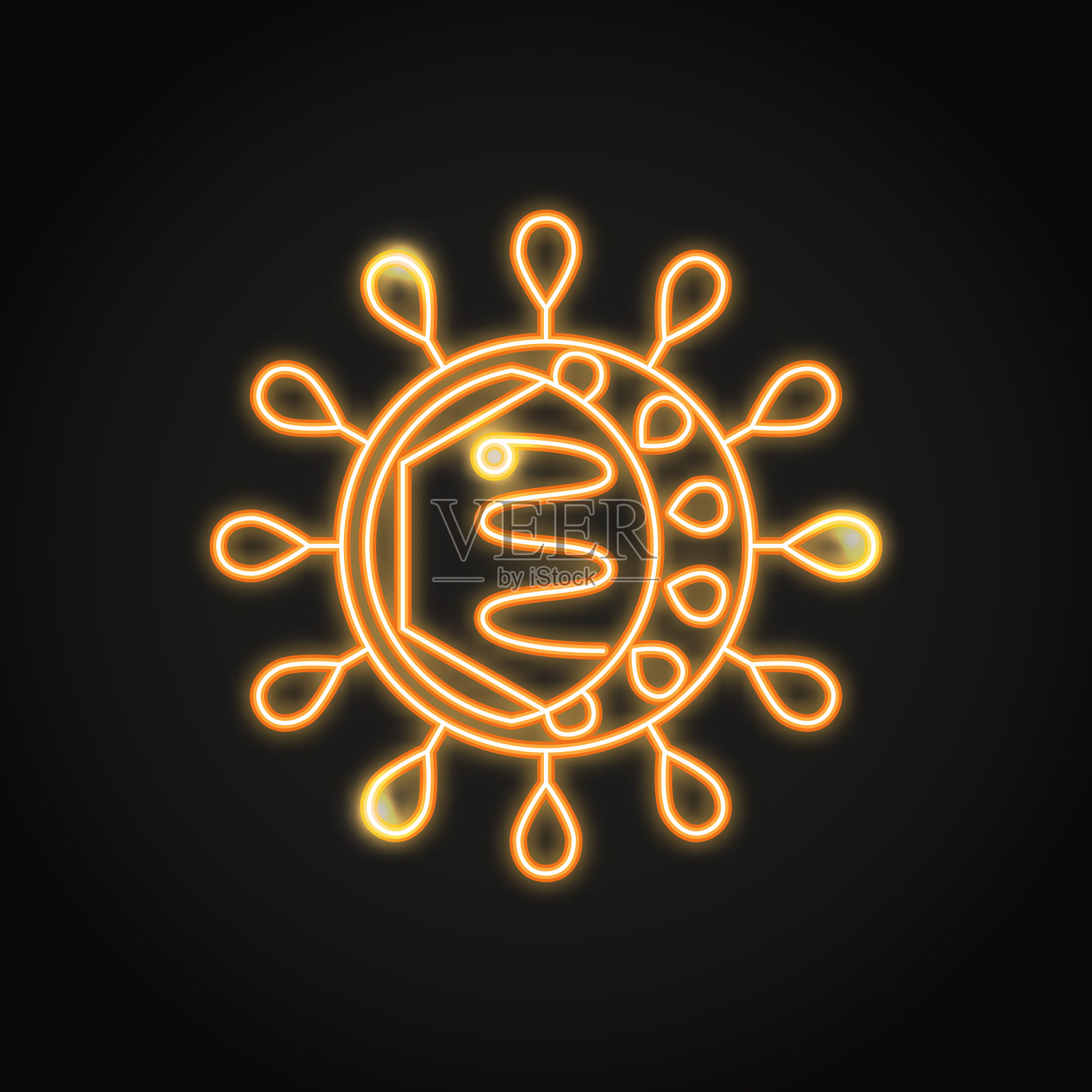 霓虹肝炎细胞图标在线条风格插画图片素材