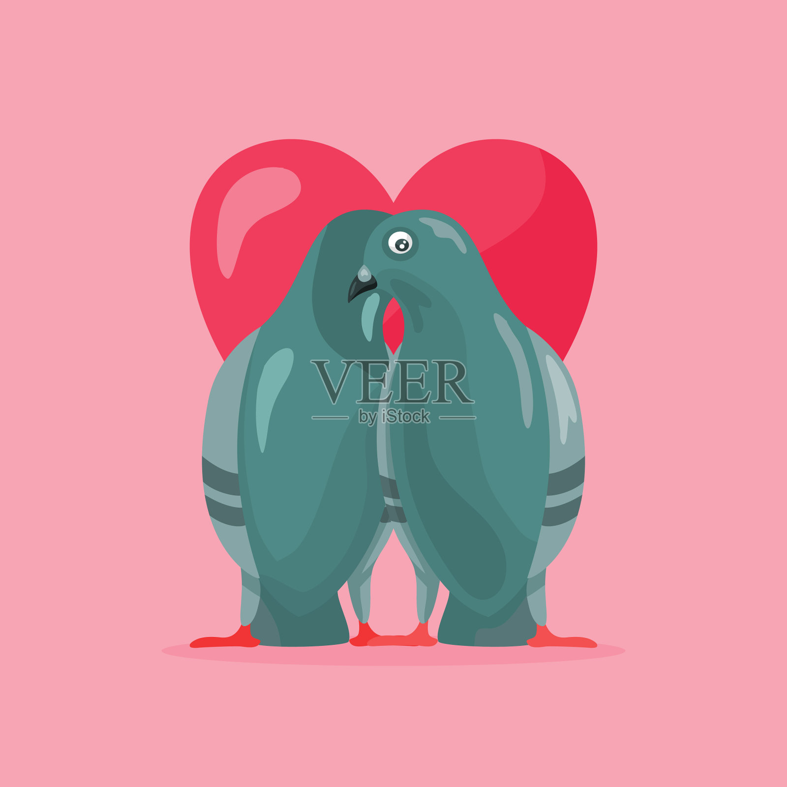 一对浪漫的鸽子插画图片素材