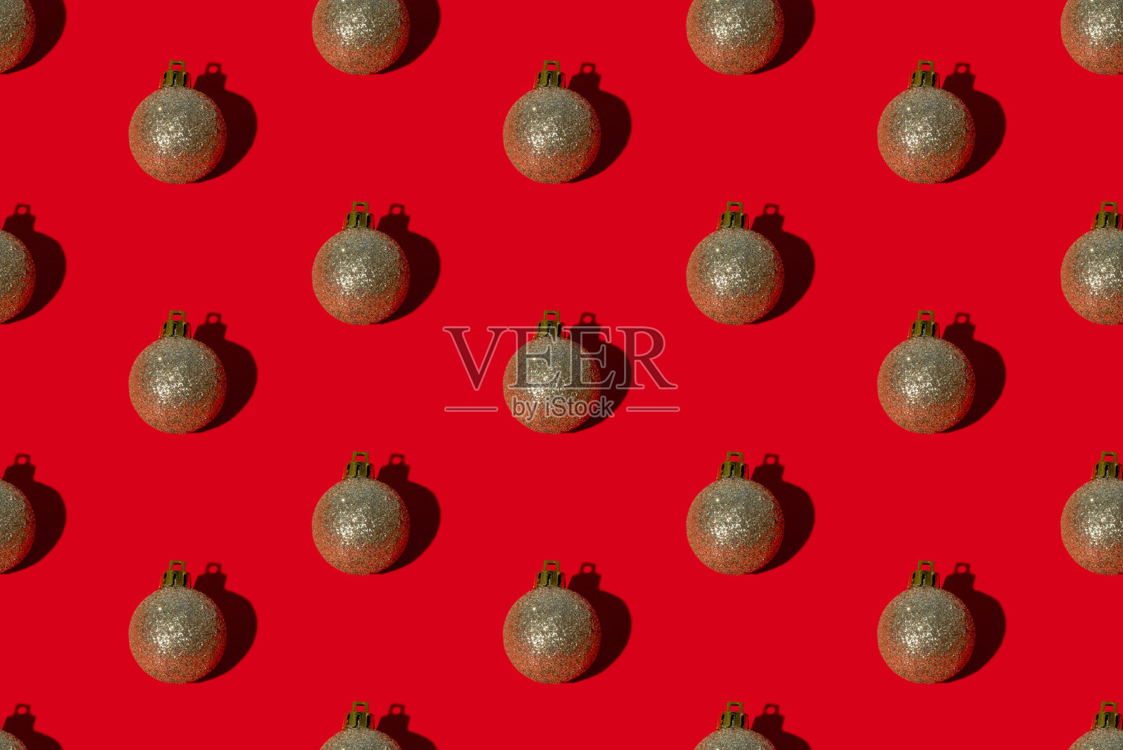 红色圣诞背景金饰无缝图案照片摄影图片