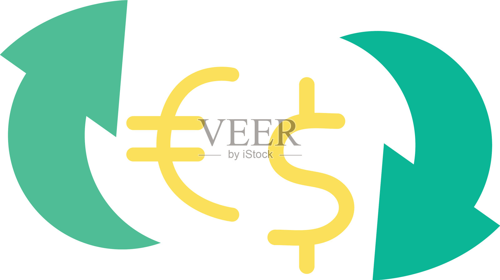 美元和欧元符号内箭头平风格插画图片素材
