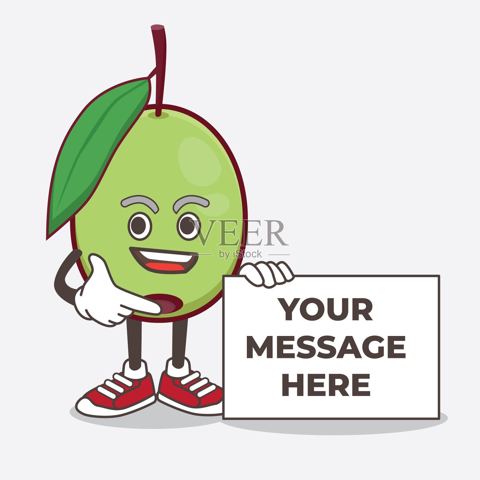 橄榄果卡通吉祥物人物抱着一个插画图片素材