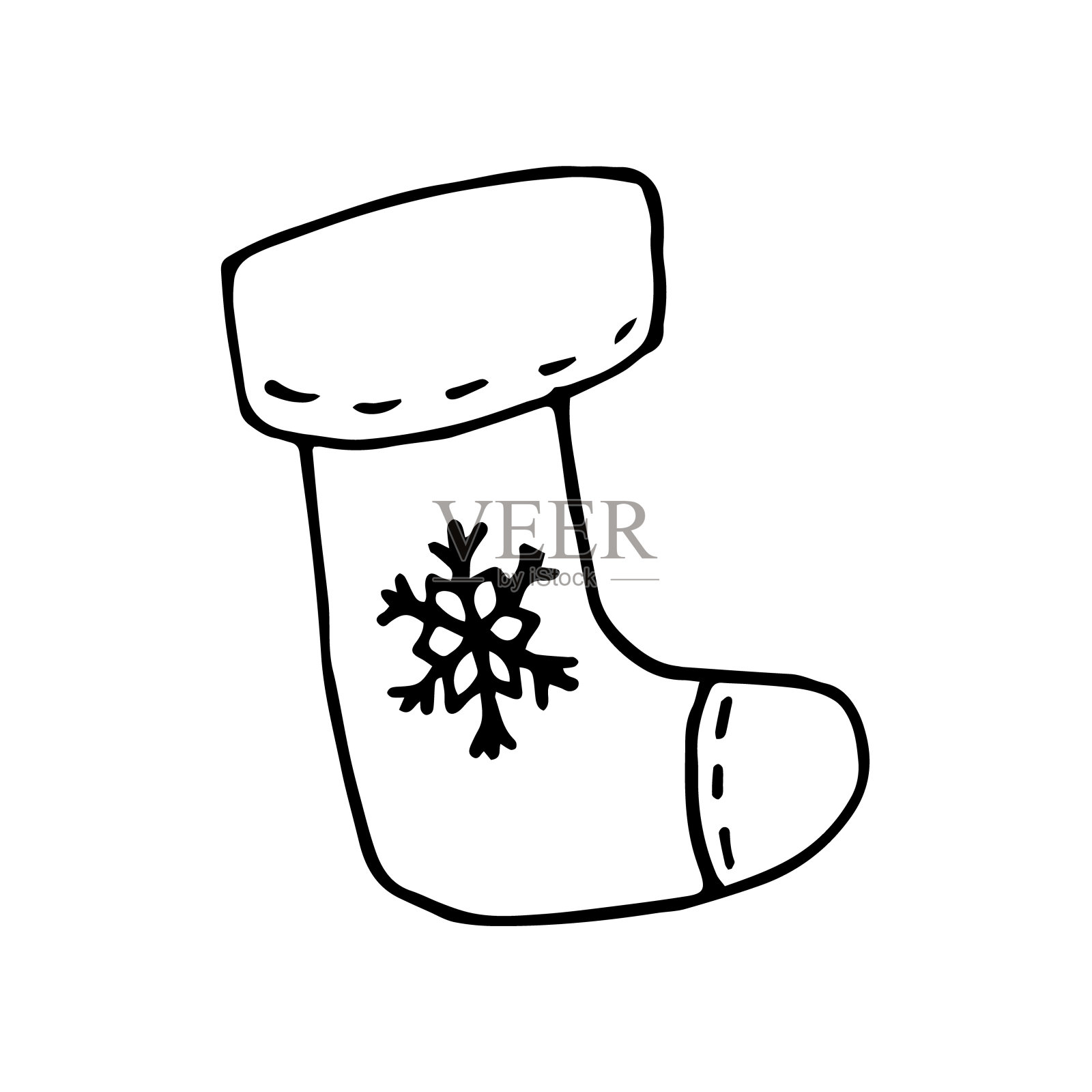 Hand drawn doodle Сhristmas stocking插画图片素材