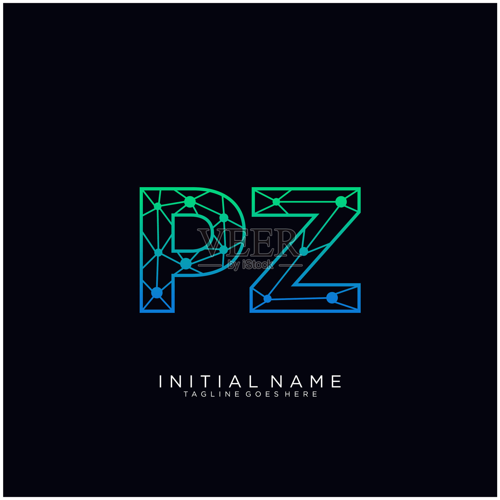 Pz字母标志图标设计模板元素插画图片素材