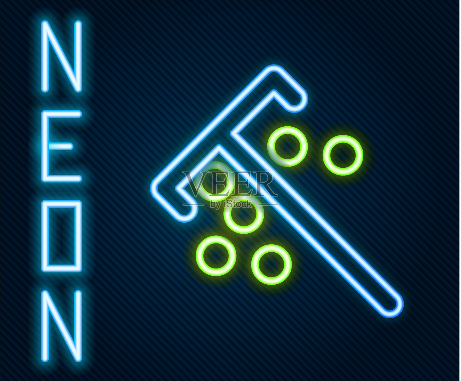 发光的霓虹灯线棒为芯片图标隔离插画图片素材