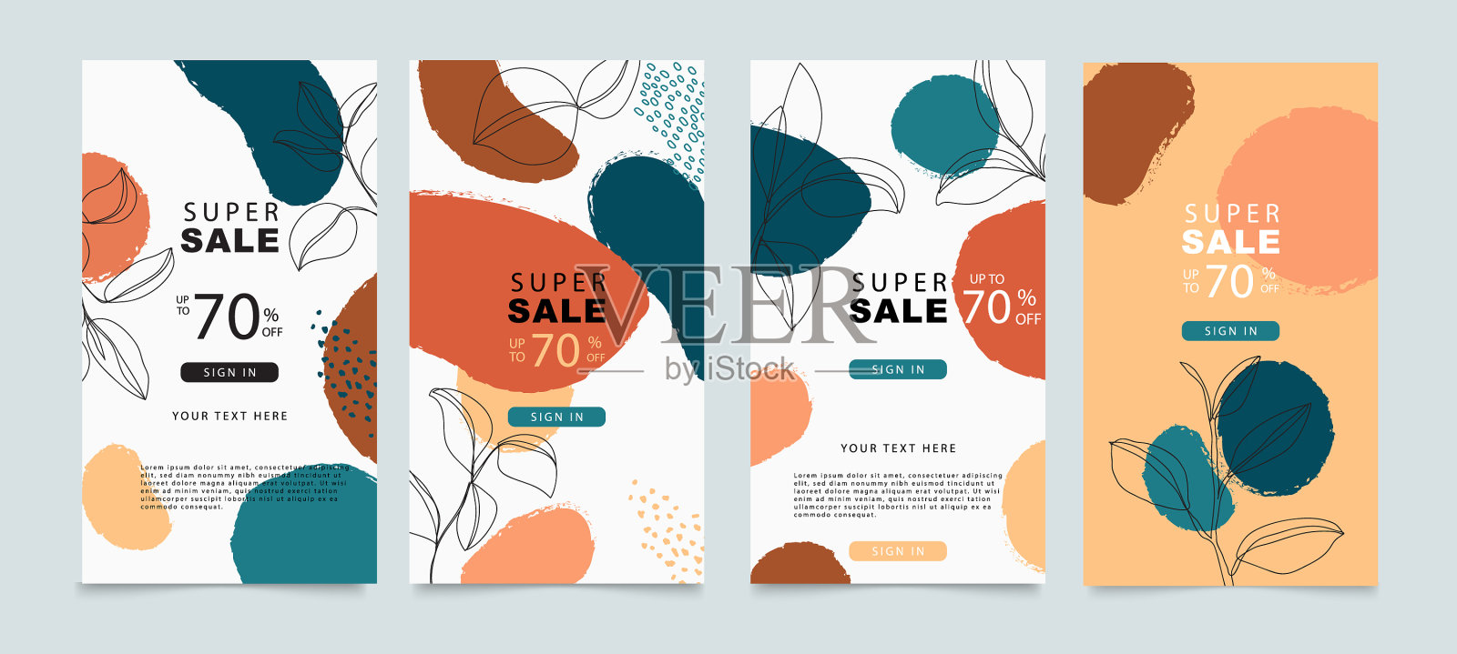 社交媒体横幅模板可编辑的模型插画图片素材