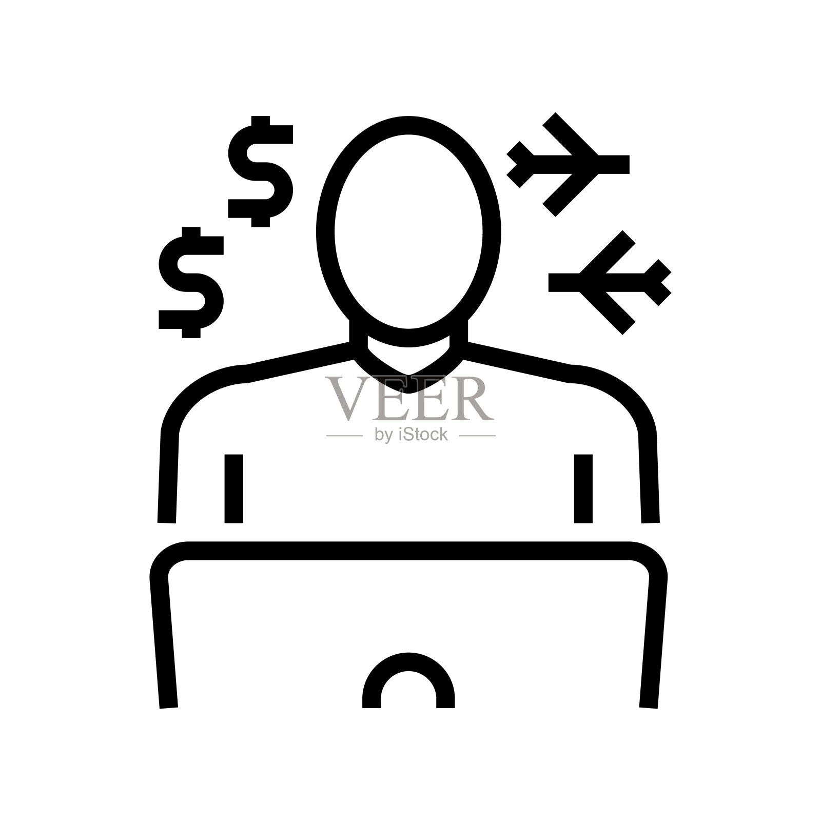 自由职业者工作和旅行线图标矢量插图插画图片素材