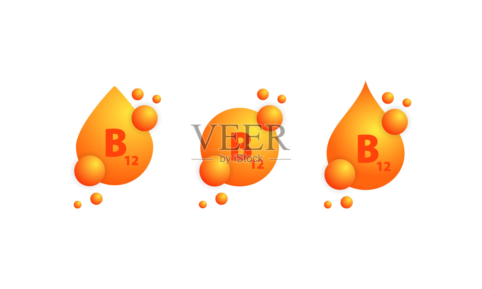 维他命B图标设置。美容营养护肤设计。健康药丸补充精华。矢量在孤立的白色背景。每股收益10。插画图片素材