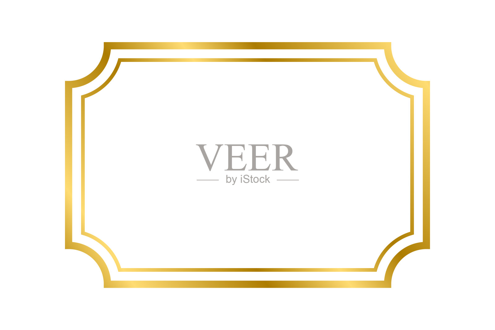 金色闪亮发光的老式矩形框架与阴影孤立在白色背景。黄金逼真的矩形边框装饰，照片，横幅。矢量插图。矢量图插画图片素材