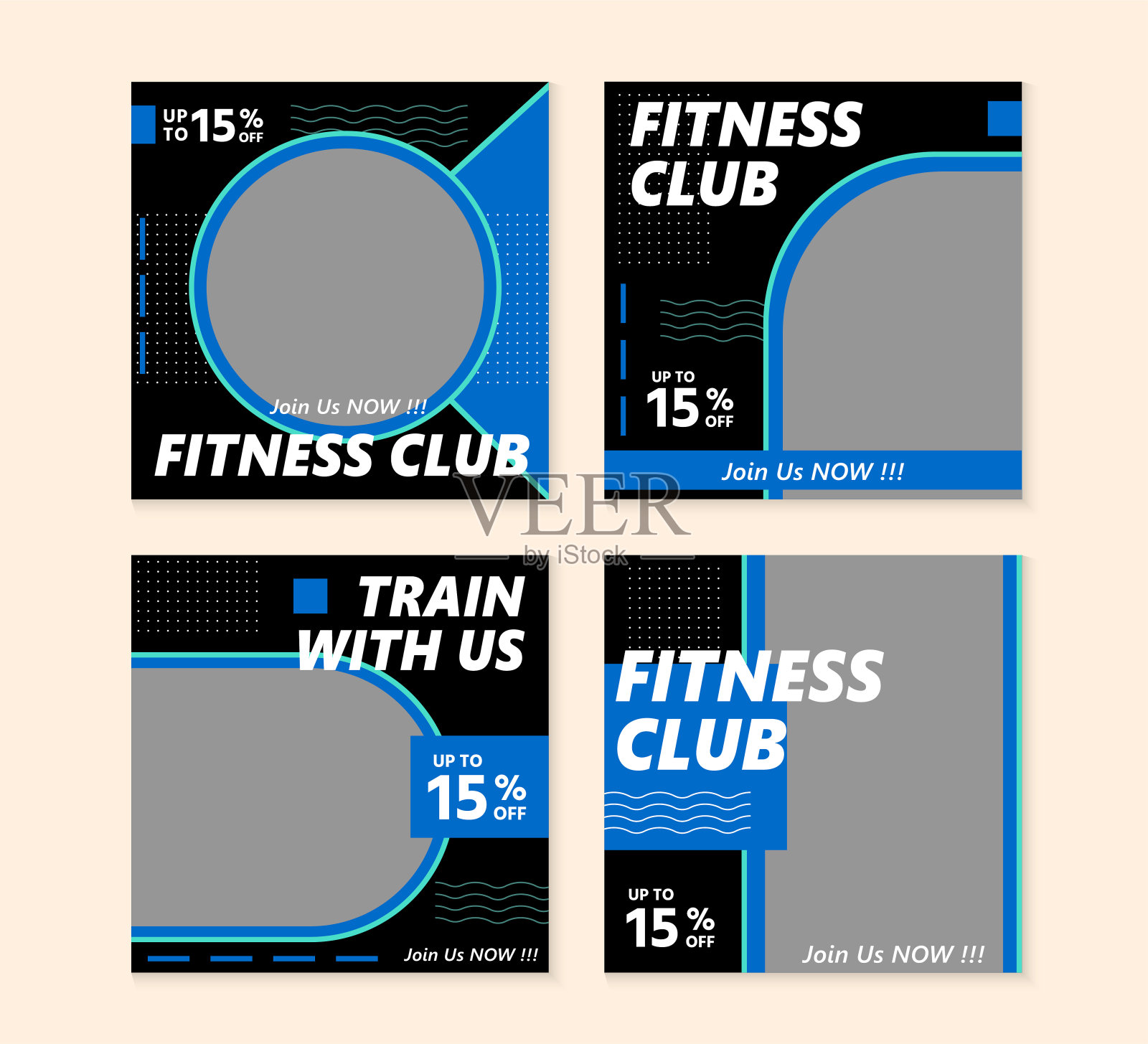 健身俱乐部社交媒体广告插画图片素材