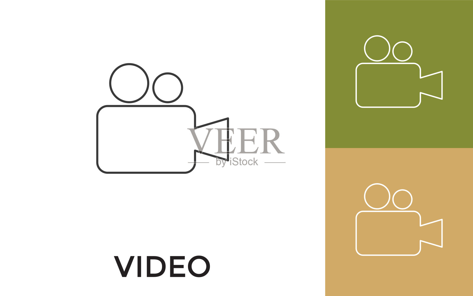 可编辑的视频细线图标与标题。适用于手机应用程序，网站，软件和印刷媒体。插画图片素材