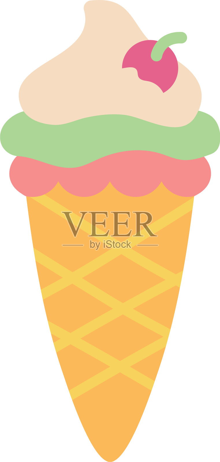 冰淇淋蛋筒图标扁平化风格设计元素图片