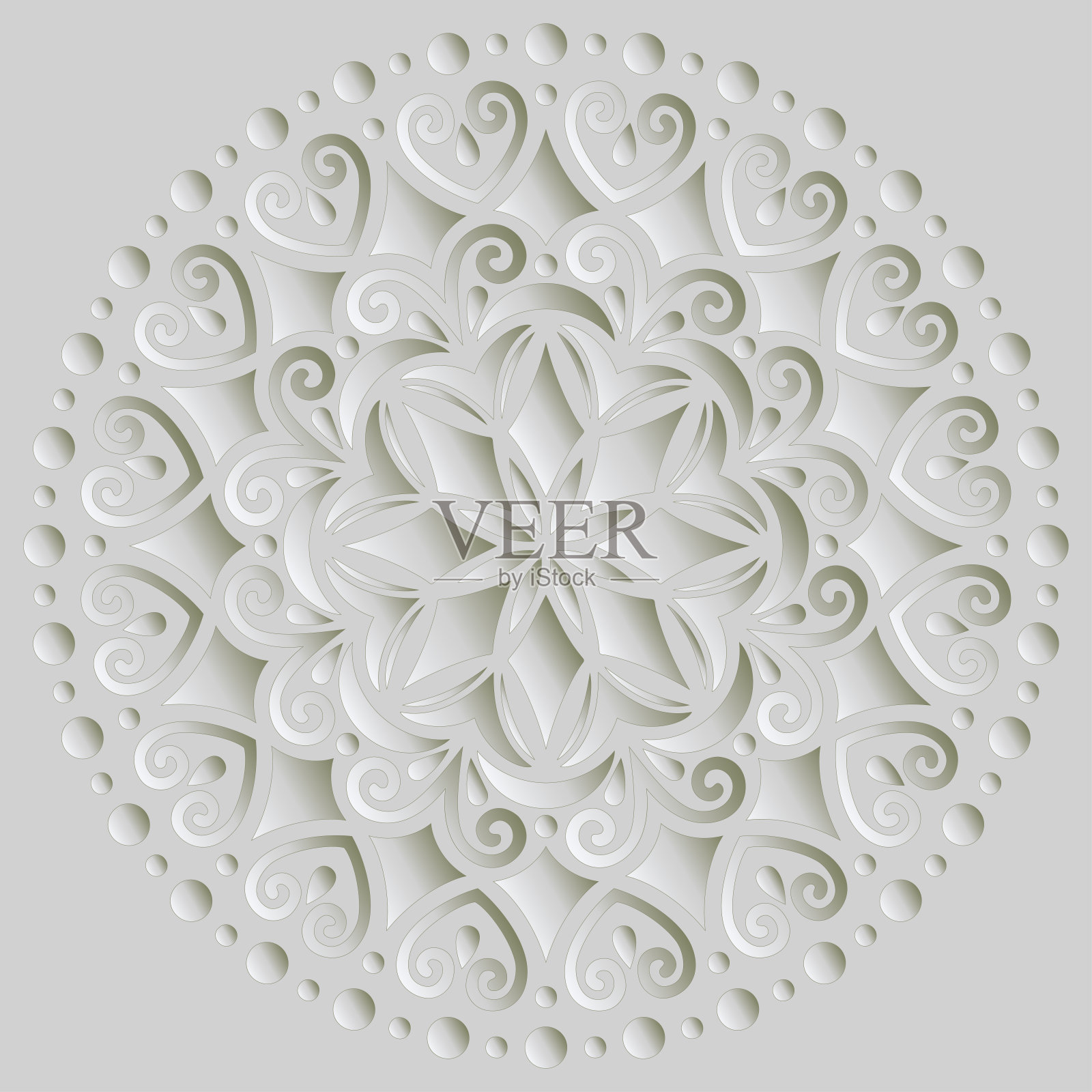 曼陀罗图案白色3D渐变好心情插画图片素材