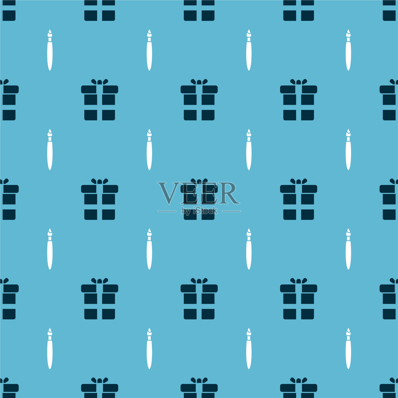 套装礼品盒和油漆刷上无缝图案图标素材