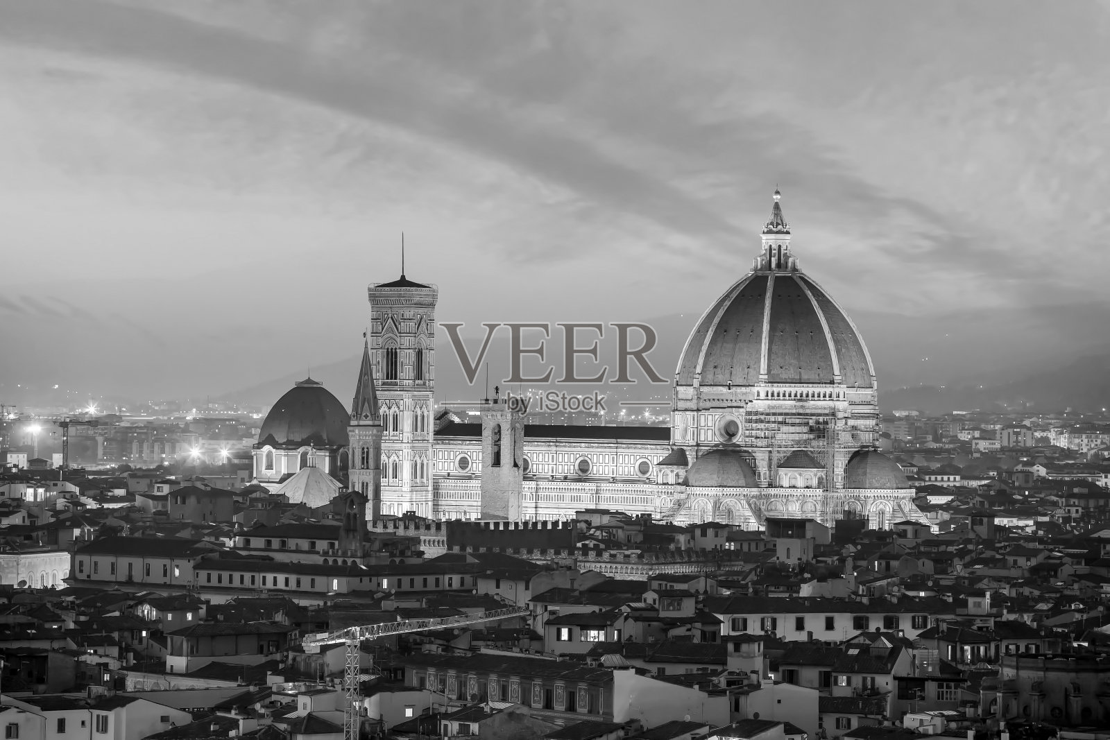 大教堂和佛罗伦萨市中心天际线意大利城市景观照片摄影图片