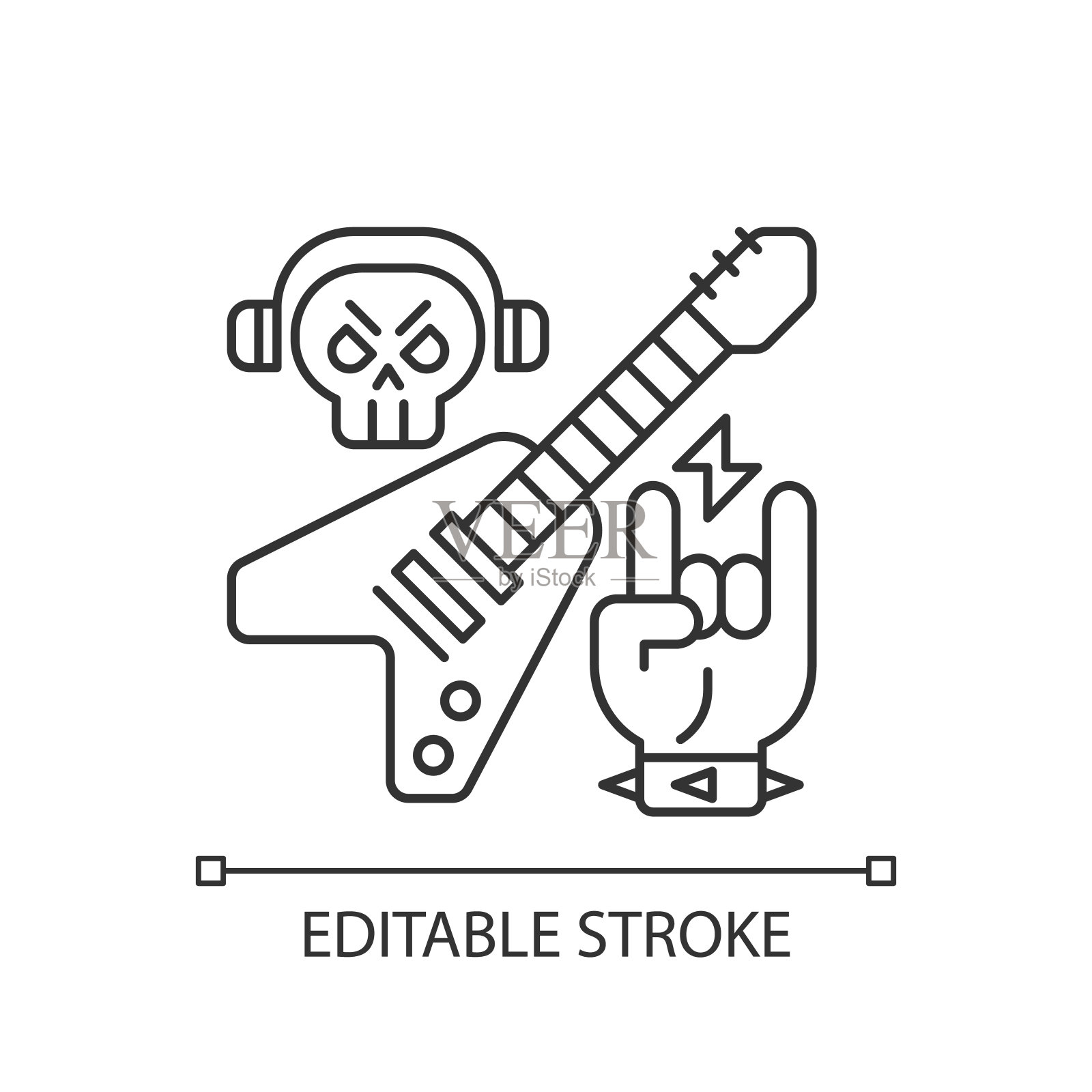 重金属像素完美线性图标插画图片素材