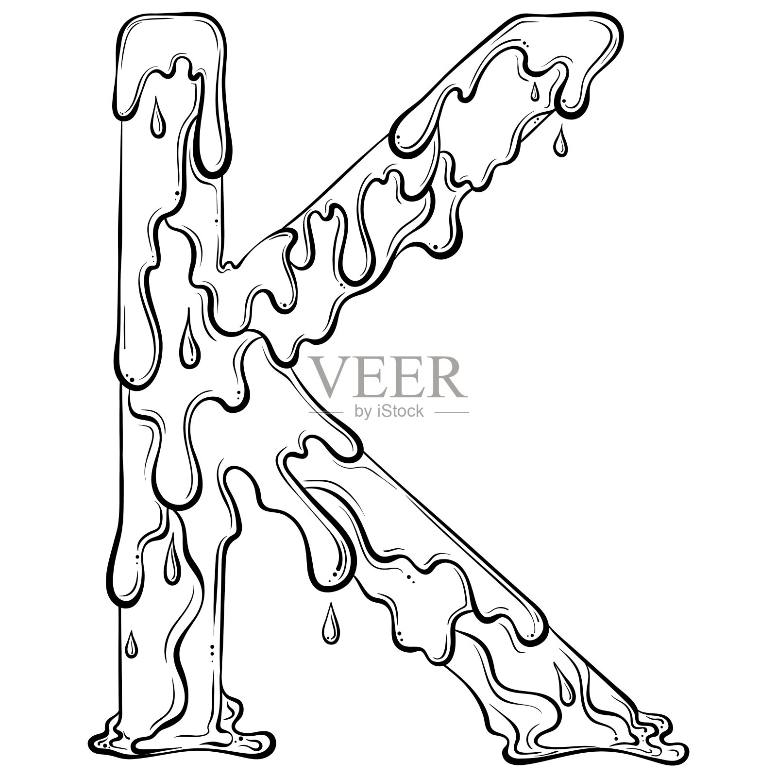 字母K带流滴设计元素图片