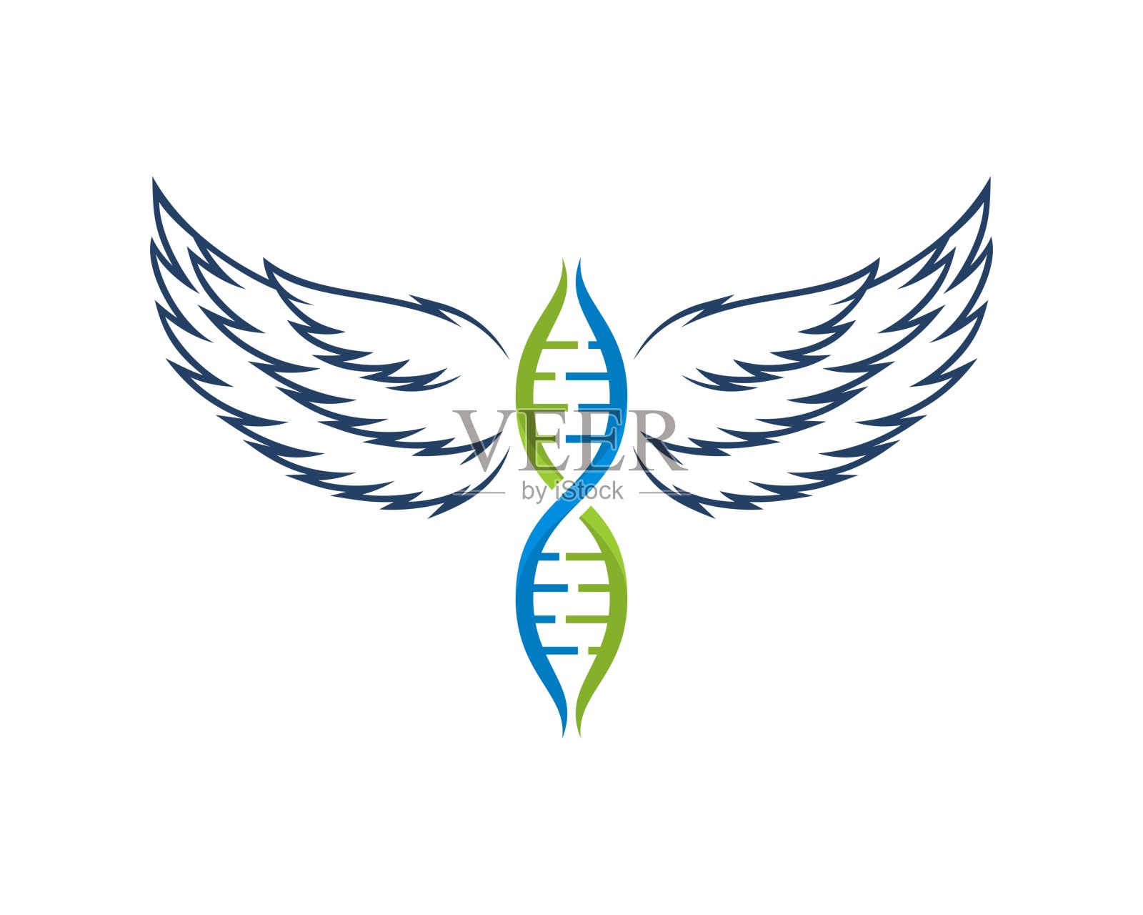 DNA符号与奢侈翅膀插画图片素材