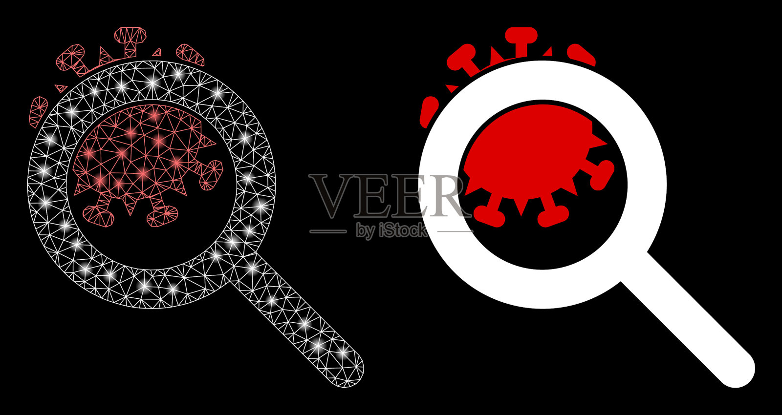 明亮的网状尸体用闪光灯探测冠状病毒插画图片素材