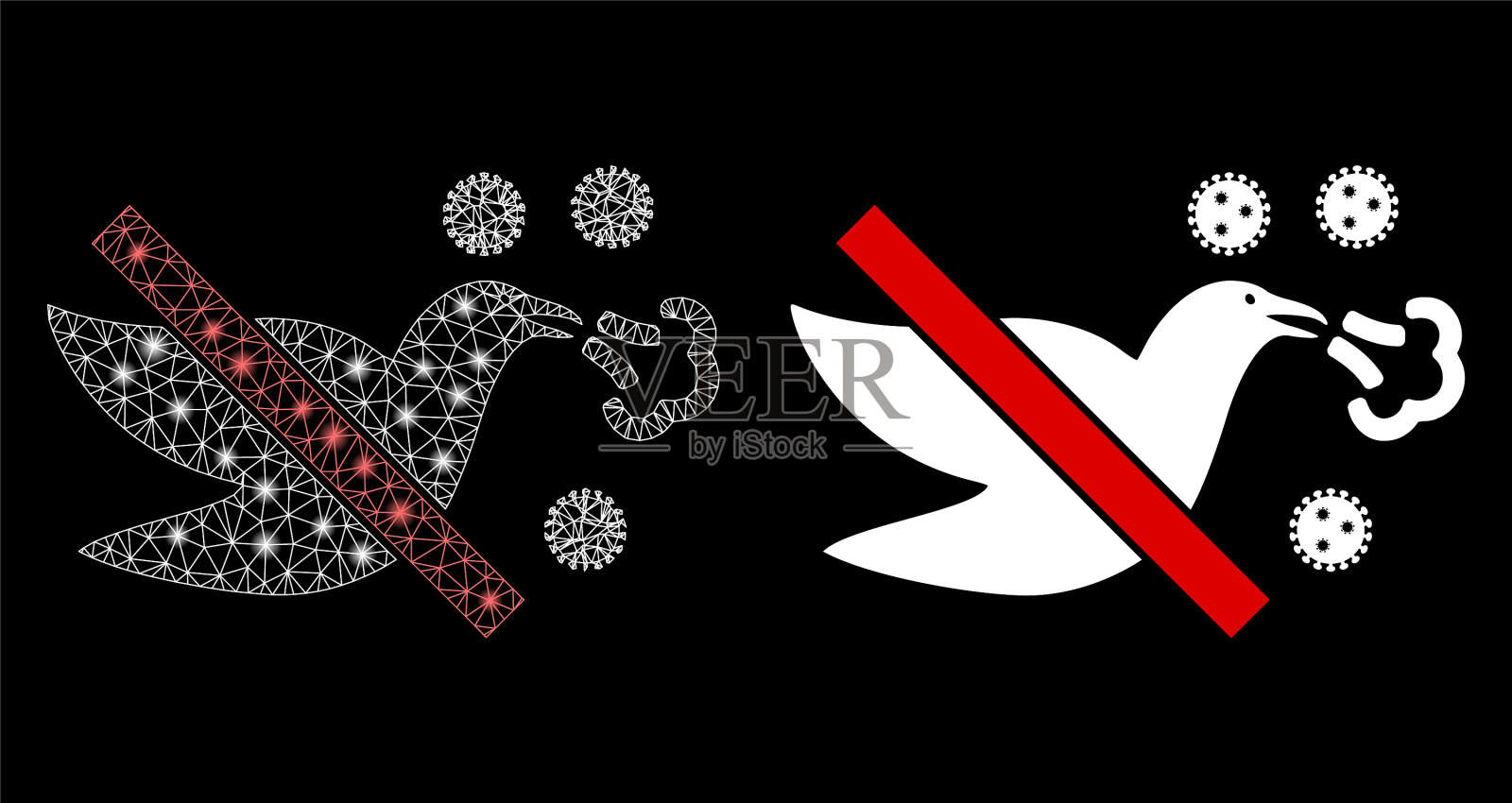 明亮的网格2d阻止禽流感与闪光斑点插画图片素材