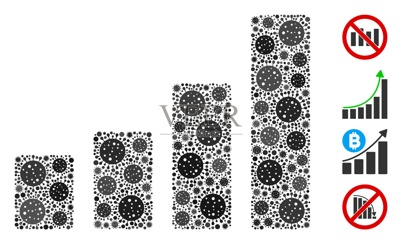 条形图马赛克冠状病毒元素插画图片素材