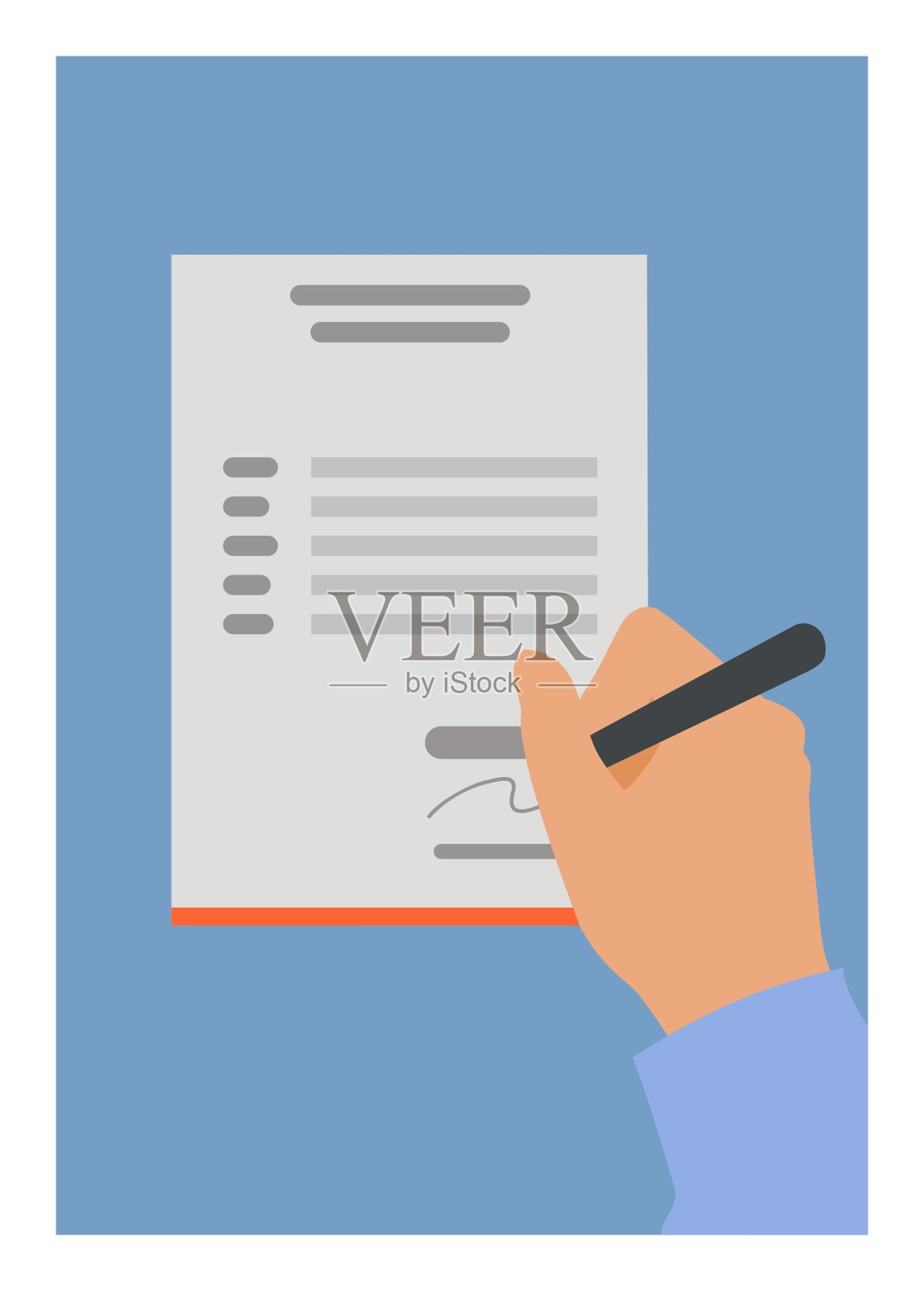 在表格纸上签字。简单的平面插图插画图片素材