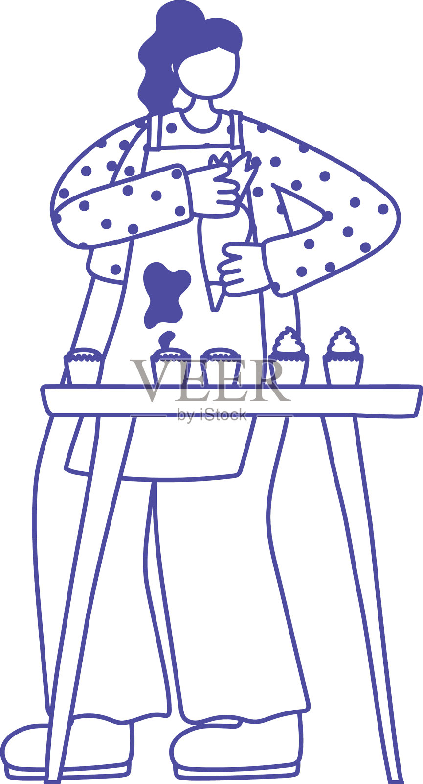 年轻女子孤立做甜糕点糕点设计元素图片