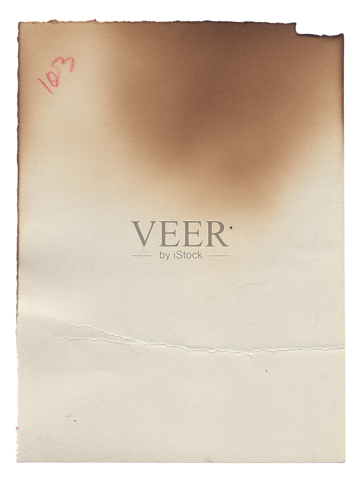 古老的纹理复古纸烧伤边缘，污渍和划痕的背景照片摄影图片