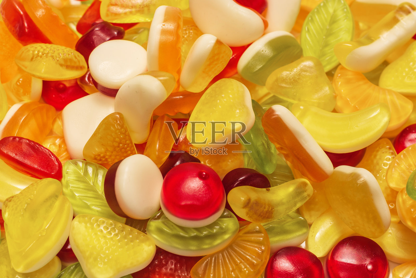 什锦美味的软糖。照片摄影图片