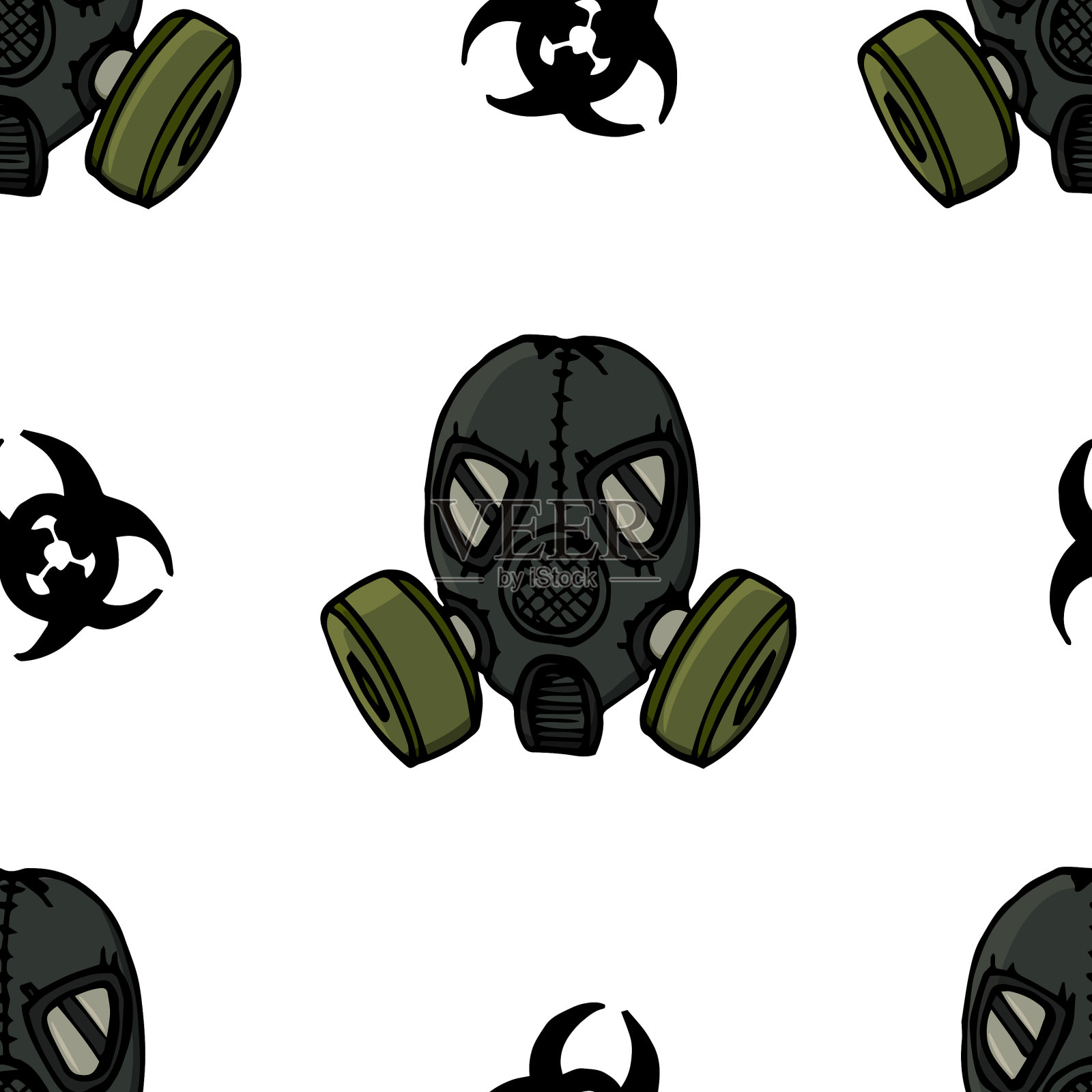 无缝模式防护口罩医疗保护插画图片素材