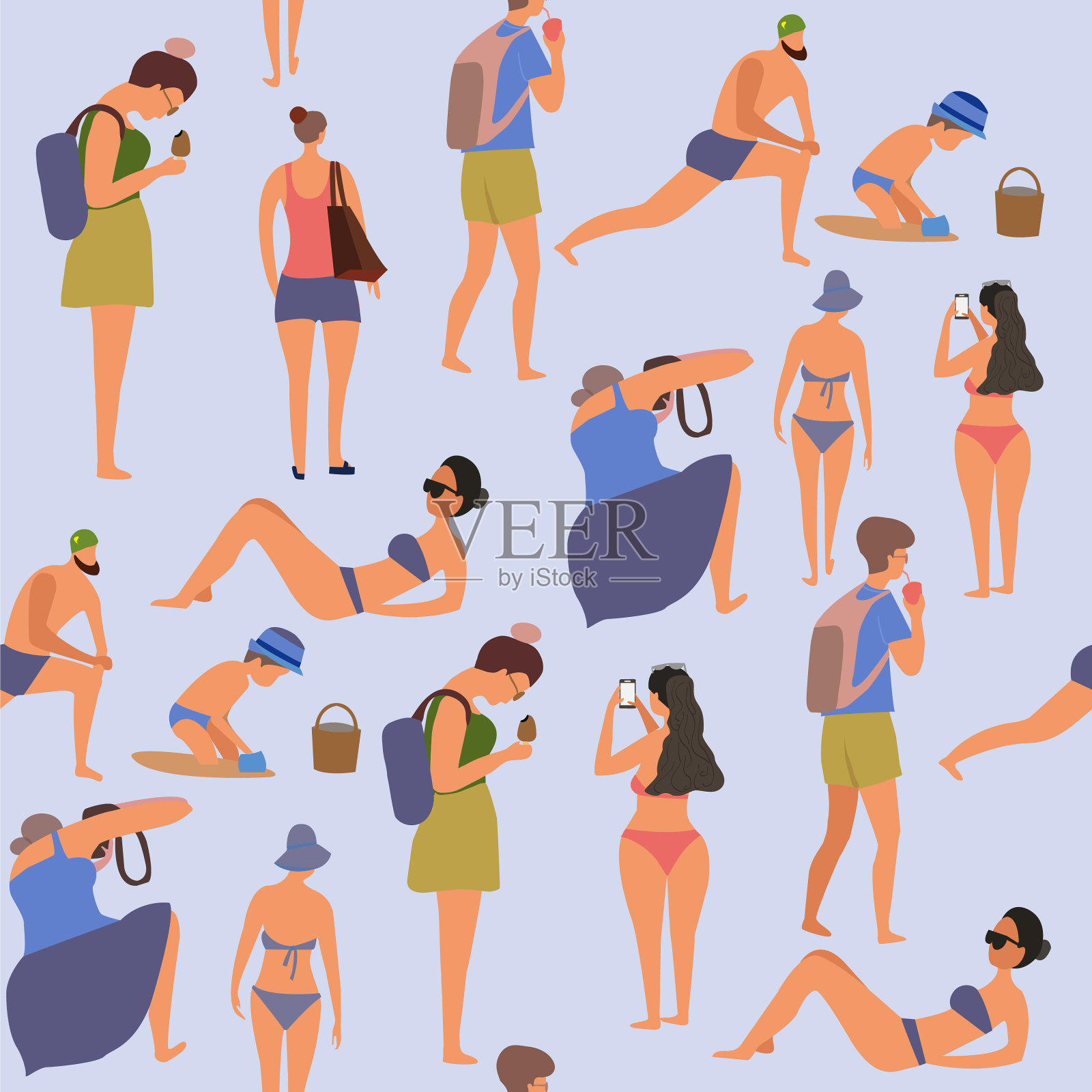 暑假与积极的人一起放松插画图片素材