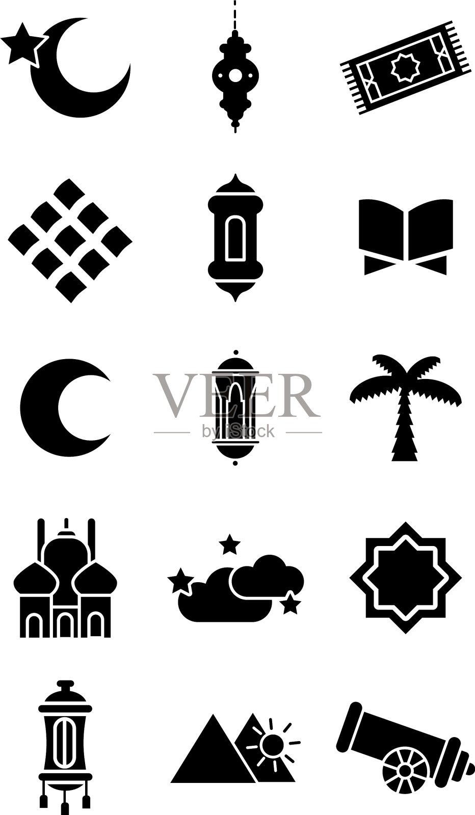 Ramadam kareem设置线条风格图标图标素材