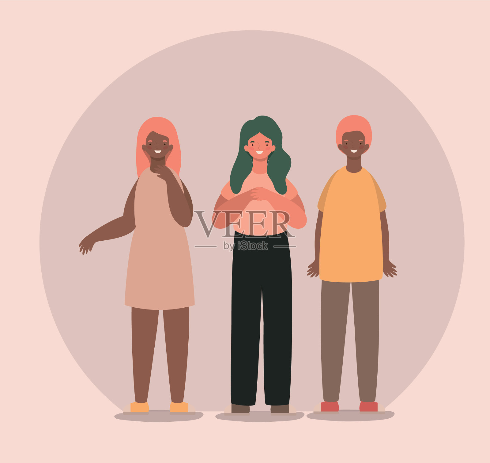 快乐的女人和男人卡通设计插画图片素材