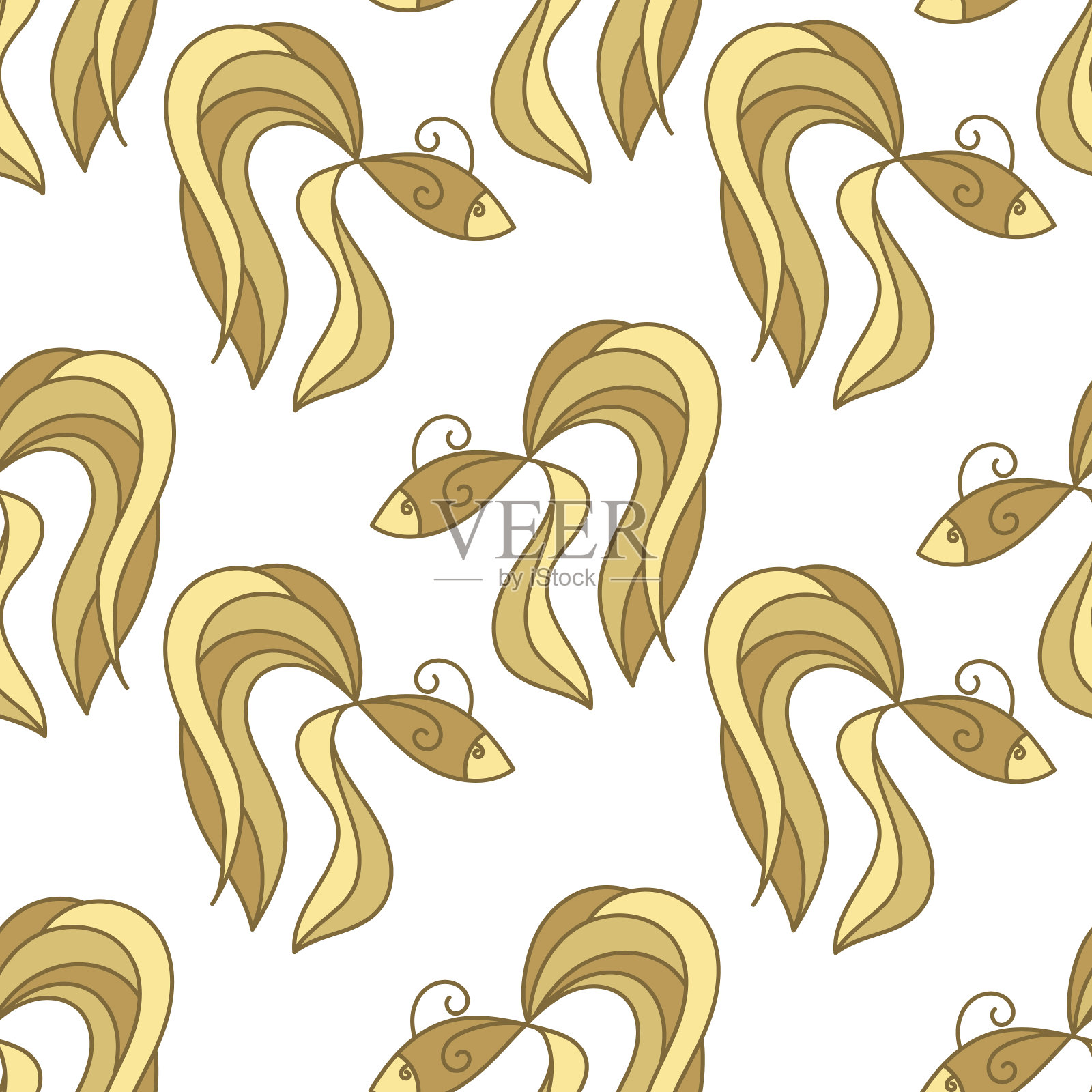 无缝的背景。手绘水族鱼。白色背景上的金鱼。矢量图案的织物，墙纸，和其他表面插画图片素材