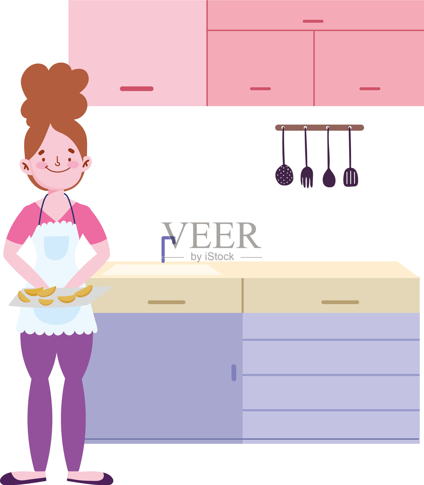 人们烹饪女孩用水果切片切设计元素图片