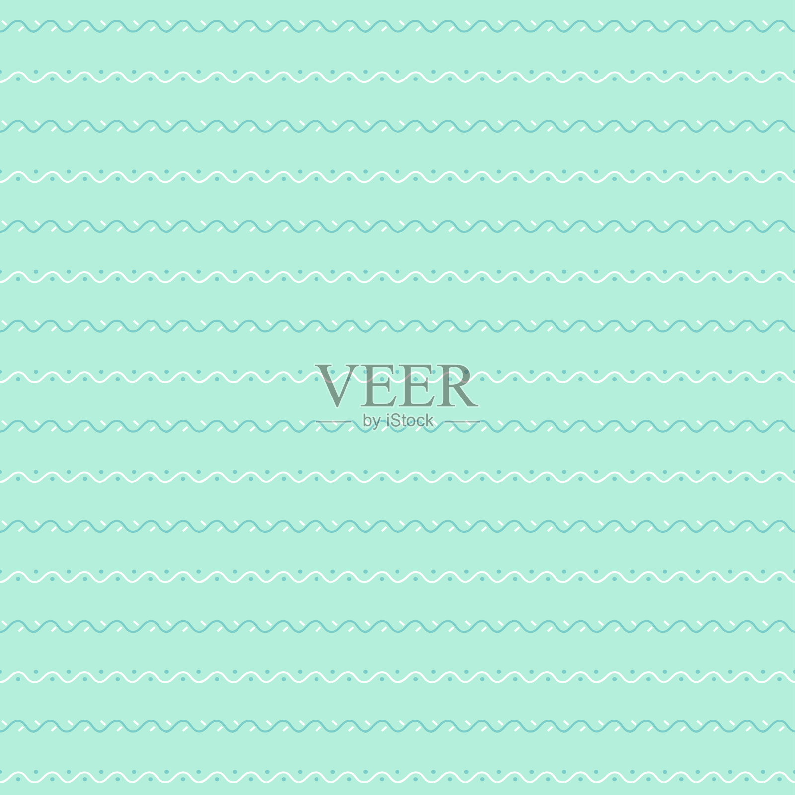 矢量无缝模式与波浪条纹在绿色的背景。插画图片素材