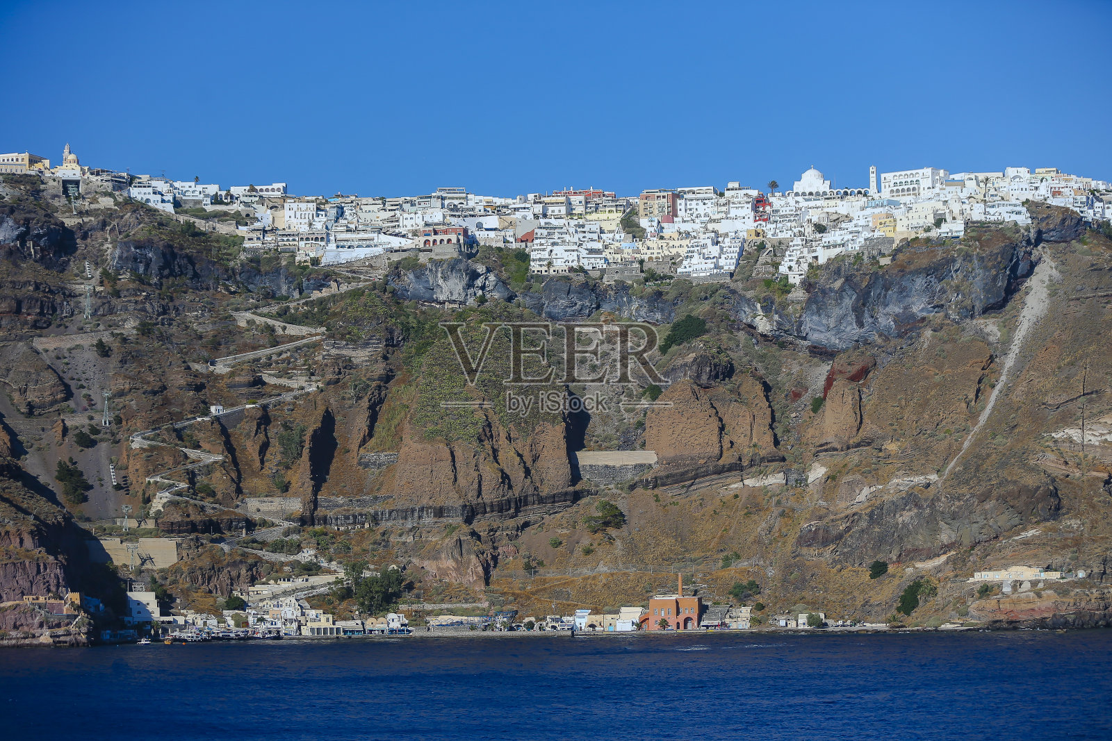 从水里看菲拉希腊照片摄影图片