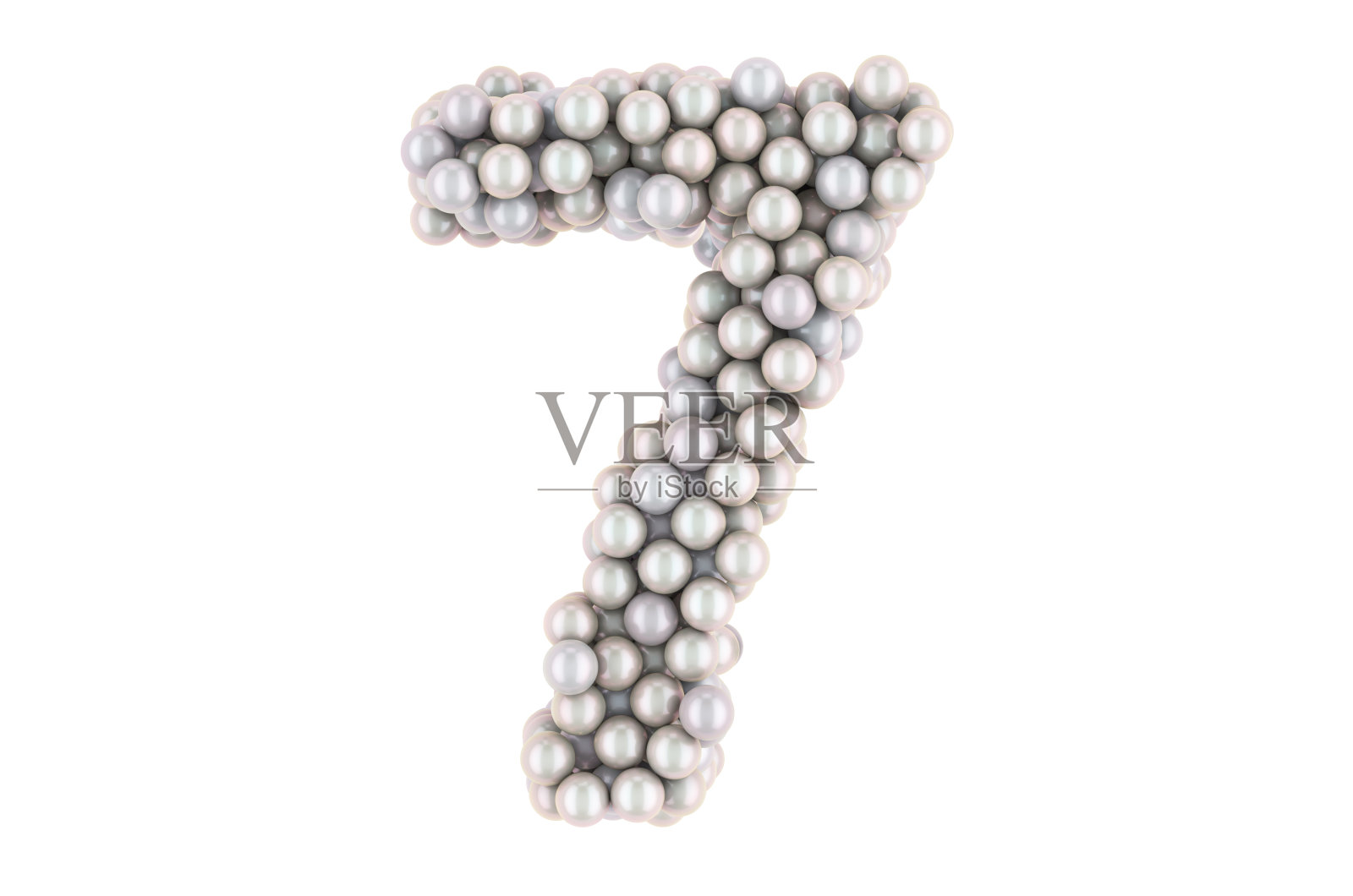 7号从白色珍珠，3D渲染孤立在白色背景照片摄影图片
