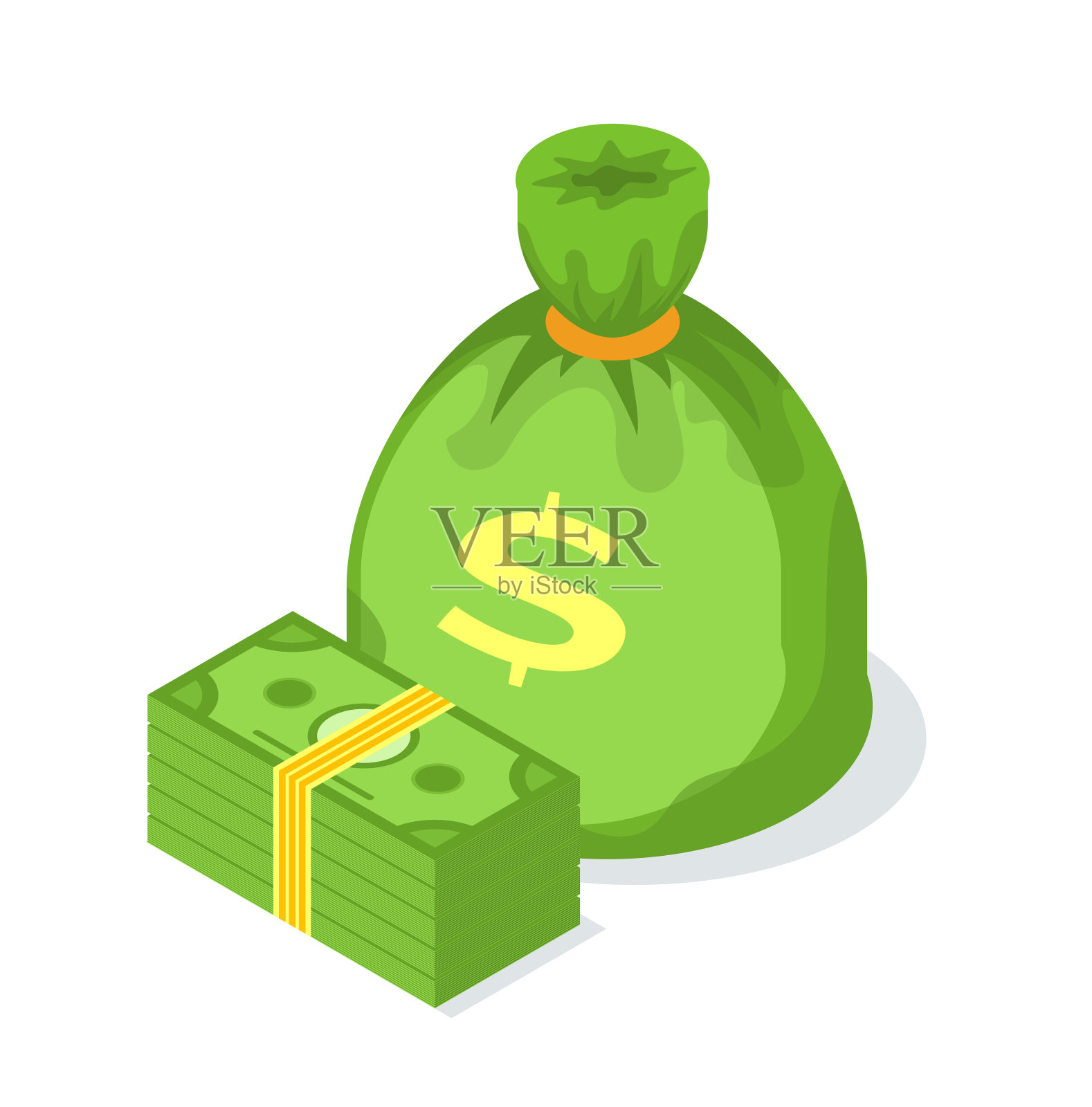 众筹货币包和金币矢量插画图片素材